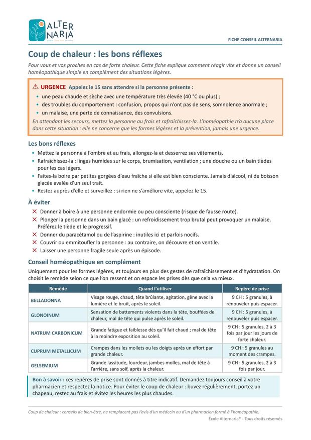 Fiche conseil : coup de chaleur